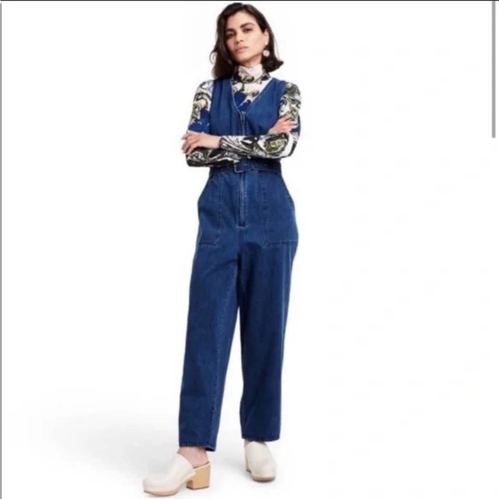 Rachel Comey X Target Denim Sleeveless Jumpsuit Zip Front Size 2
